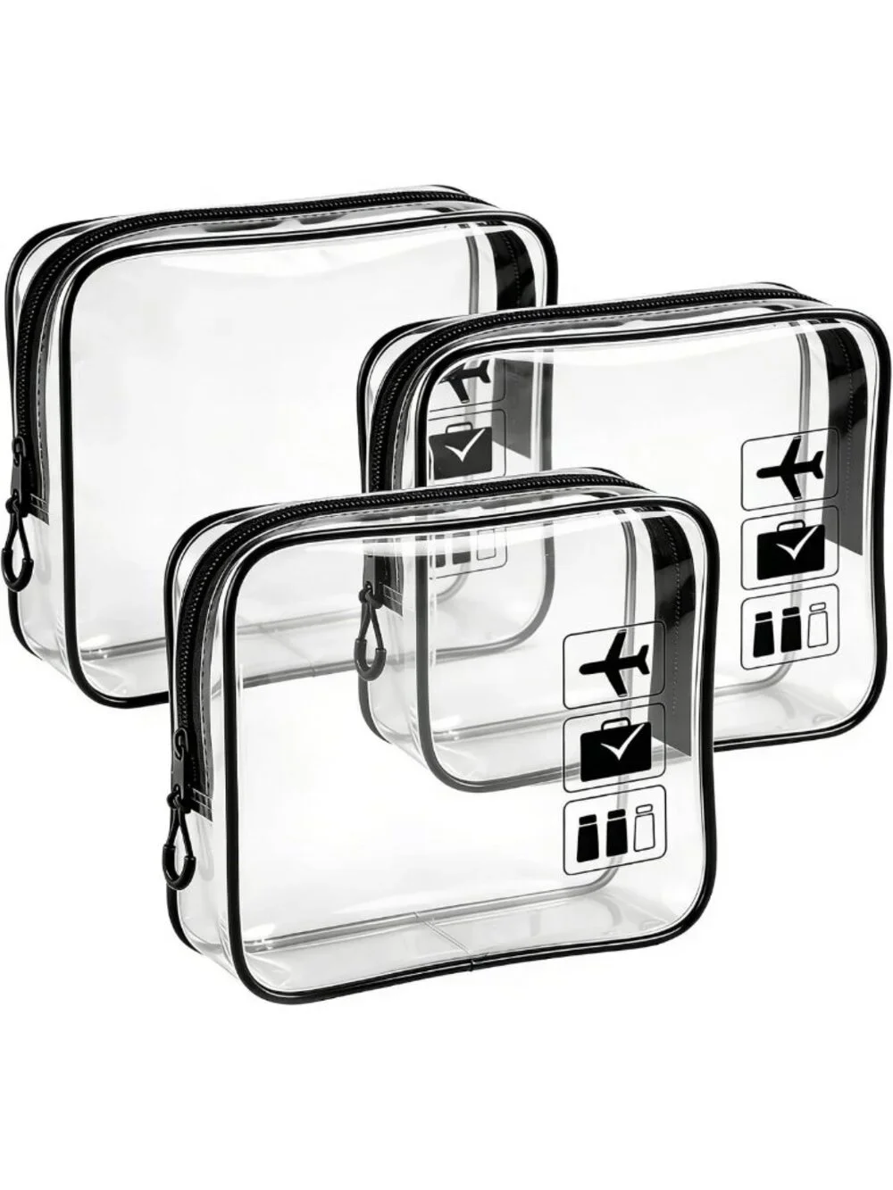 TSA Approved Clear Toiletry Bag Set - 3pcs Travel Makeup & Cosmetic Bags
